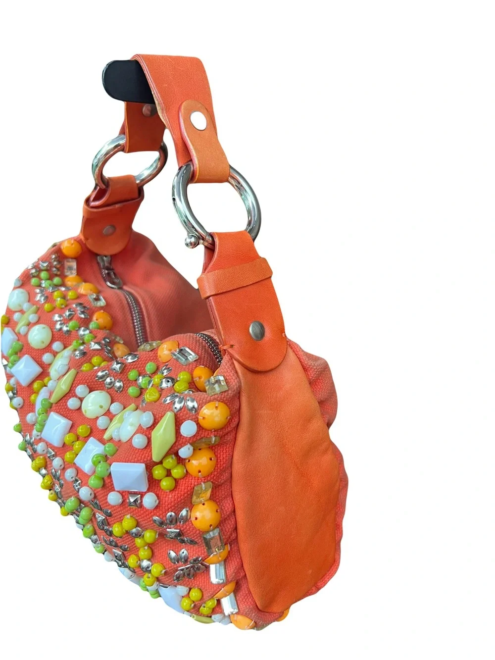 RARE Vintage Chloé by Phoebe Philo Orange Embellished Hobo Bag